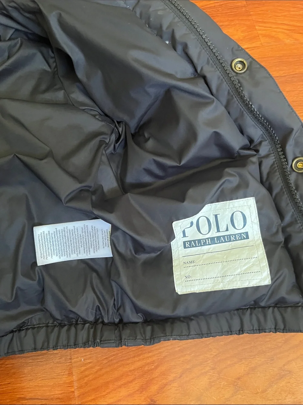 Polo by Ralph Lauren Black Boys Puffer Jacket with Red Lining and Trim